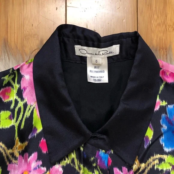 Oscar de la Renta Taffeta Fit & Flare Multicolor Floral Silk Blend Midi Dress 0 - Picture 4 of 16